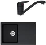 Franke Set chiuveta bucatarie compozit Franke Orion 1 cuva cu picurator 78x50 cm tectonite finisaj negru mat si baterie Novara Plus (143.0699.184)