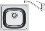 Franke Set chiuveta bucatarie inox Franke Spark 45.5x43.5 cm cu 1 cuva finisaj texturat si baterie crom (101.0729.878)