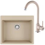 Franke Set chiuveta bucatarie compozit Franke Maris Avena 59x50 cm cu 1 cuva finisaj bej mat si baterie Pola (114.0660.158)