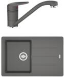 Franke Set chiuveta bucatarie compozit Franke Basis 1 cuva cu picurator 78x50 cm finisaj Stone Grey mat cu baterie Novara Plus (114.0699.178)