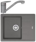 Franke Set chiuveta bucatarie compozit Franke Basis 1 cuva cu picurator 62x50 cm reversibila finisaj Stone Grey mat cu baterie (114.0699.177)