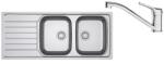 Franke Set chiuveta bucatarie inox Franke Spark 116x50 cm cu 2 cuve si picurator stanga finisaj lucios plus baterie crom (101.0737.706)
