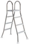  Medence létra, Azuro De Luxe, AISI304, kétágú, 3+3 fokos, 120 cm magas medencéhez, A modell, rozsdamentes acél, műanyag lépcsőfokokkal