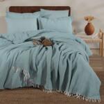 CLASY® Home Set lenjerie de pat cu patura 7 piese Clasy Eveya v4, Bleu