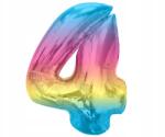 GoDan Színes 4-es Rainbow szám fólia lufi 92 cm