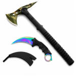 Depox Set topor si cutit karambit DEPOX®, otel inoxidabil, multicolor, 40 cm/18.5 cm, teaca inclusa (1469)
