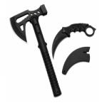 Depox Set topor si cutit karambit de vanatoare DEPOX®, otel inoxidabil, negru, 42 cm/18.5 cm, teaca inclusa (1392)