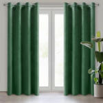 Takoy Set 2 draperii verde închis din catifea 140x250 cm cu inele - DARLA
