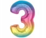 GoDan Színes 3-as Rainbow szám fólia lufi 92 cm