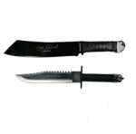 DEPOX Set Cutit de vanatoare, 40 cm si Maceta Rambo 56, 5 cm, DEPOX®, Teaca inclusa (1478)