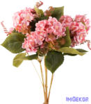  Hortenzia 15 ágú bogáncsos csokor 58 cm - Rózsaszín