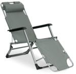 Sersimo Sezlong pliabil 2 in 1 gri, cu spatar reglabil si tetiera detasabila (ML-ZRL010F-GRAY)