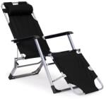 Sersimo Sezlong pliabil 2 in 1 cu tetiera, spatar reglabil si cadru metalic, negru (ML-ZRL010F-BLACK)
