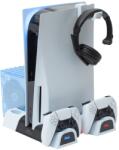 FroggieX Cooling Charging Stand & Storage PS5 hűtő + dupla töltő állvány + játék tartó fekete-fehér (FX-P5-C3-W)