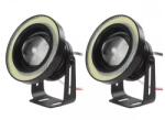 Autorey Set 2 Proiectoare LED AutoREY®, cu Lupa RGB si Angel Eyes 76mm diametru, Culoare 6000k Alb pentru Auto, Moto, ATV, 12V (AE045)