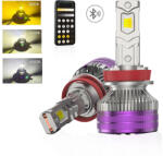 Autorey Set 2 Becuri Auto H8 / H11 LED CSP 160W 3000K 4300K 6500K Galben-Alb Reglabil Din Aplicatie, 16000LM Canbus, Fara Eroare de Bec Ars, cu Ventilator pentru Racire AutoREY® Premium (AR-9)