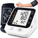 Linomag Tensiometru de brat Linomag®, Automat, Ecran LCD mare, Detectare puls neregulat, 2 Utilizatori, Memorie 2 x 99 masuratori, Manseta 22-32 cm, Alimentare USB Type-C si baterii, Alb (at)