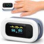 Linomag Pulsoximetru Digital Profesional pentru Deget, Linomag®, Ecran OLED, Masurare Rapida si Precisa SpO2 si Puls (BPM), Afisaj Color, Oprire Automata, Alb/Gri (pox)