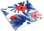 tulup Üveg vágódeszka, Tulup, Piros hibiszkusz, Kék, 60x52 cm, 010010520040000050213 (010010520040000050213)