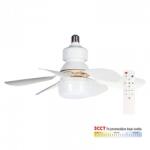 MITEA Lighting MV5030-W - Вентилатор за цокъл E27 с LED крушка, CCT, 12W, с дистанционно управление, бял (MV5030-W)