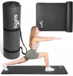 SUFITE tornaszőnyeg fekete, vastag Nbr 1, 5 cm, jóga és fitnesz fogantyúval (ST_1001)