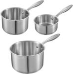 VEVOR Rozsdamentes acél edénykészlet 1 QT, 2 QT, 3 QT fedővel, tapadásmentes