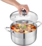 VEVOR 7, 6 l-es rozsdamentes acél edény üvegfedővel, PFOA/PFAS-mentes, indukciós edényekhez