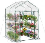 VEVOR Bejárható üvegház 137×137×196 cm, PVC fedés, 2 emelet, 10 polc