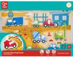 Hape Дървен образователен пъзел Hape - Строителни машини, 10 части (H1456) - baby