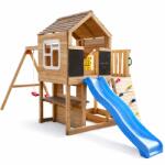 Ginger Home Голяма Детска Дървена Къщичка ginger home за Двор с Пързалка, 2 Люлки, Катерушка и Пясъчник - 250×150×267 см (sh3)