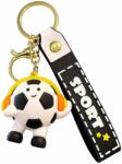 Flippy Breloc Chei, Flippy, Model Minge de Fotbal cu Casti, Cupa Mondiala, Accesoriu Pentru Chei si Rucsac, Material Acril, 50 g, Negru (167152)