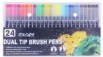 Flippy Set 24 Carioci, Flippy, pe Baza de Apa, 2 Tipuri de Varf, 1-2 mm, 0.4 mm, Corp Carioca Negru, din Plastic, Multicolor (133632)