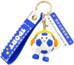 Flippy Breloc Chei, Flippy, Model Minge de Fotbal cu Casti, Mesaj Te aștept pe terenul de fotbal, Cupa Mondiala, Accesoriu Pentru Chei si Rucsac, Material Acril, 50 g, Albastru Inchis (167147)