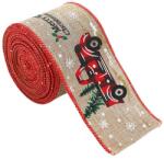 Flippy Panglica de Craciun pentru Decor Brad, Flippy, Panglica Decorativa de Craciun pentru Funde, Imprimeu Pick-Up Merry Christmas, 200 x 6.3 m, Khaki Rosu (161894)