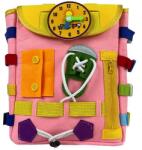 Flippy Ghiozdan Montessori, Flippy, pentru Copii 2-6 ani, Fidget Pop, cu Catarame si Fermoare, Jucarii Senzoriale, Activitate de Invatare prin Joc, Roz, 0.25 kg, 28x10x23 cm (126314)