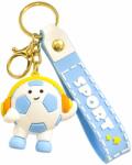 Flippy Breloc Chei, Flippy, Model Minge de Fotbal cu Casti, Cupa Mondiala, Accesoriu Pentru Chei si Rucsac, Material Acril, 50 g, Albastru Deschis (167151)
