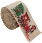 Flippy Panglica de Craciun pentru Decor Brad, Flippy, Panglica Decorativa de Craciun pentru Funde, Imprimeu Trenulet, 200 x 6.3 m, Khaki (161898)