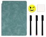 Flippy Set Agenda A5 Reutilizabila cu Pagini Tip Tabla, Agenda Pagini Albe cu Stergere Uscata, 3 Markere, 1 Burete și 1 Laveta de sters, Portabila, 24 x 16.5 cm, Coperta Piele, Verde (126441)