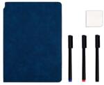 Flippy Set Agenda A5 Reutilizabila cu Pagini Tip Tabla, Agenda Pagini Albe cu Stergere Uscata, 3 Markere, 1 Burete și 1 Laveta de sters, Portabila, 24 x 16.5 cm, Coperta Piele, Albastru (126443)