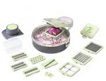 Flippy Feliator Multifunctional, Flippy, Razatoare, 8 in 1, pentru Fructe si Legume, 12 Piese, Lame de Inox, Recipient Stocare, Separator Oua, Protectie Mana, ABS, Gri/Verde, 29.5x9x21.8 cm (126325)