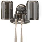 Flippy Suport Multifunctional Dublu, Pahar si Suport pentru Periuta de Dinti, Flippy, Plastic, 11 cm x 11.5 cm, Gri (128525)