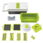 Flippy Feliator Multifunctional, Flippy, Razatoare, 8 in 1, pentru Fructe si Legume, 10 Piese, Lame de Inox, Recipient Stocare, Separator Oua, Protectie Mana, ABS, 67.5x38.5x49.5 cm, Verde/Alb (126323)