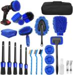 Flippy Set 25 Accesorii pentru Curatare Auto, Flippy, din PP si Microfibra, Interior/Exterior, 30 x 24 x 12 cm, Albastru/Negru (133241)