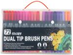 Flippy Set 72 Carioci, Flippy, pe Baza de Apa, 2 Tipuri de Varf, 1-2 mm, 0.4 mm, Corp Carioca Negru, din Plastic, Multicolor (133637)