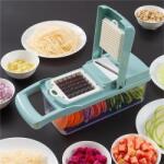 Flippy Feliator Multifunctional, Flippy, Razatoare, 8 in 1, pentru Fructe si Legume, 10 Piese, Lame de Inox, Recipient Stocare, Separator Oua, Protectie Mana, ABS, 32.2x11.3 cm, Albastru/Alb (126324)