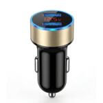 Flippy Incarcator Auto cu Afisaj Digital, Flippy, din Metal, 3.1A, Incarcare Rapida 6A PD+QC3.0, Dublu USB, Negru/Auriu (130768)