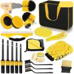 Flippy Set 23 Accesorii pentru Curatare Auto, Flippy, din PP si Microfibra, Interior/Exterior, 30 x 24 x 12 cm, Galben/Negru (133238)