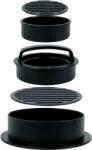 Flippy Presa dubla pentru hamburgeri 2 in 1, forma si presa, doua dimensiuni, cu maner, usor de curatat si folosit, material ABS, 100 de foi hartie de copt incluse, 13x13.5x7 cm, fara lipire, neagra (125188) Forma prajituri si ustensile pentru gatit