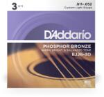 D Addario D'Addario EJ26-3D akusztikus foszfor bronz húrkészlet 3-as csomag 011-052