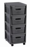 Keter Infinity Dots 4×11 l-es tárolóállvány fiókokkal, sötétszürke (271243)